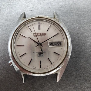 Citizen Cosmotron Electronic Uhr Herren 37mm Silber Zifferblatt Stahl Daydate Neu Batt - Bild 1 von 11