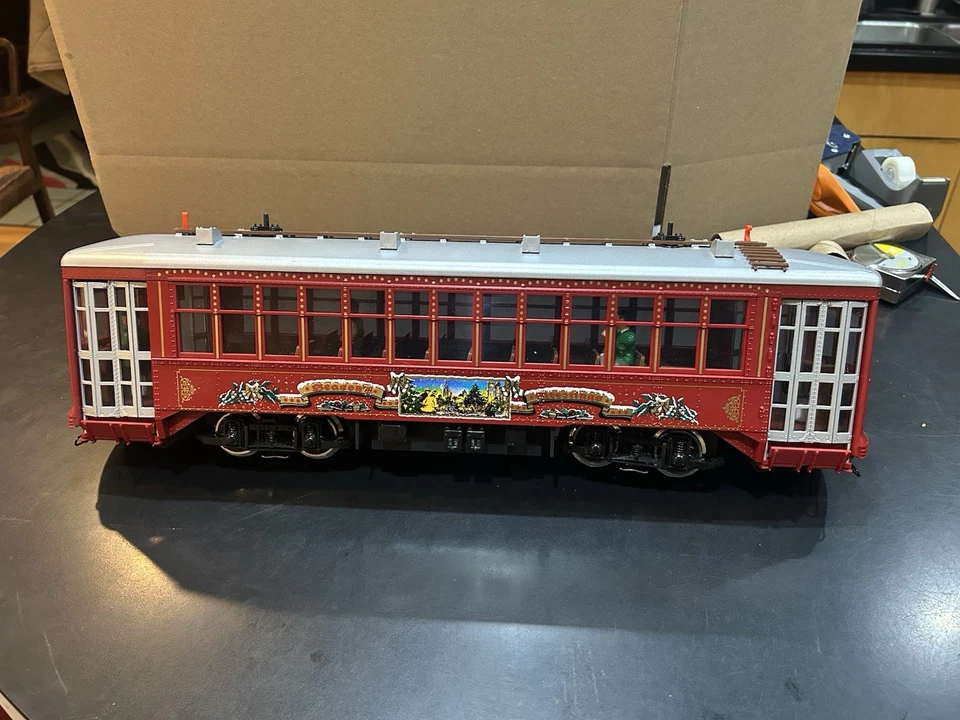LGB 22382, New Orleans Christmas Street Car, Sound, Lights, MTS, G Scale, Rare - Image 1 of 4