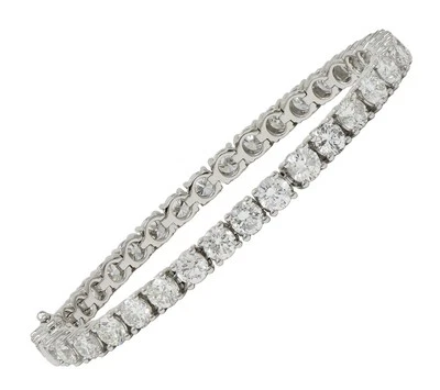 Contemporary 12.37 CTW Round Brilliant Diamond Platinum Tennis Line Bracelet - Image 1 of 4