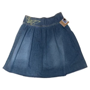 BandolinoBlu Y2K Butterfly Embroidered Denim A Line Jean Skirt Size 14 NWT Boho - Picture 1 of 9
