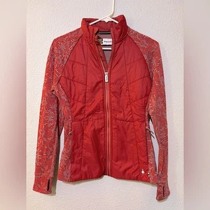 Smartwool Soft Red Fair Isle Printed Insulated Merino Wool Jacket S - Picture 1 of 6