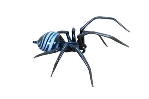 Vintage Hand Blown Swirled Art Glass Black Widow Spider Figurine 5" - Picture 1 of 12