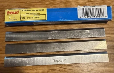 Set of Three Freud 6" High Speed Steel Jointer and Planer Knives NOS in Open Box - Image 1 of 2