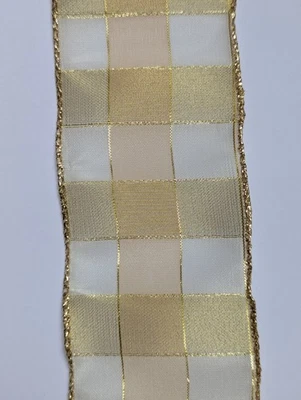 Vintage A.C. Moore wired ribbon: Gold edged, 4 spools, over 38 yards  - Image 1 of 4