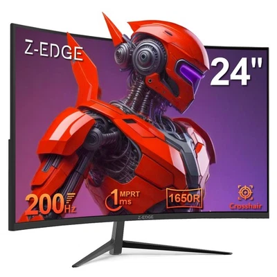 Z-EDGE UG24 24" 1080P FHD 200Hz 1ms Curved Gaming Monitor, FreeSync, HDMI, DP - Image 1 of 4