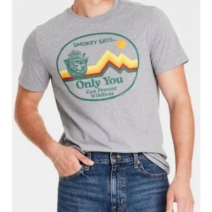 *Goodfellow & Co.* Men's XL - Grey Short Sleeve T-Shirt - Smokey Bear Says *NWT* - Picture 1 of 7