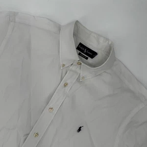 Ralph Lauren Classic Fit Button Down Shirt Mens White Long Sleeve Polo Pony Logo - Picture 1 of 13