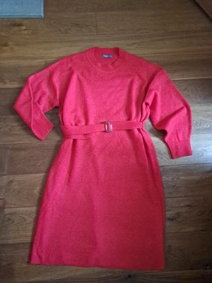 Ladies Long Jumper Style Dress Red Long Sleeve Stretch Uk 18/20 See Measurements - Image 1 of 4