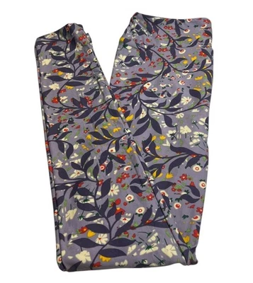 Леггинсы LuLaRoe OS один размер цветочный фиолетовый ЛАВАНДА листья джунгли дикая ЛОЗА - Изображение 1 из 4