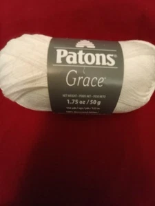1 New Patons Grace Knitting Yarn1.75 oz 100% Mercerized Cotton 246062 62005 Snow - Picture 1 of 5