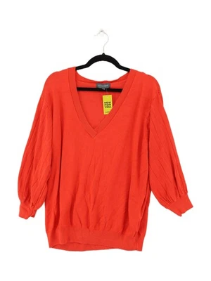 Sosandar Women's Jumper UK 20 Orange Viscose with Nylon V-Neck Pullover - Image 1 of 4