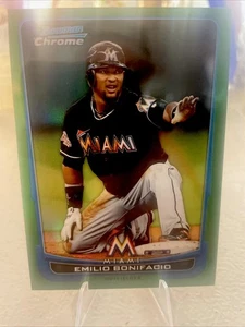 2012 Bowman Chrome Green Ref Parallel -Emilio Bonifacio #113 MLB Miami Marlins - Picture 1 of 2