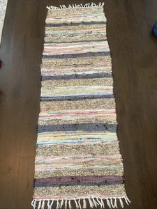 Loom Weaved  Country Rag Rug Runner  Multi Colored 26x82 - Picture 1 of 6