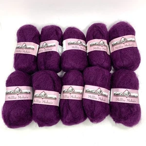 Lote de 10 madejas Millie Mohair 90% hilo Mohair 50 g ea púrpura suave Nueva Zelanda - Imagen 1 de 6
