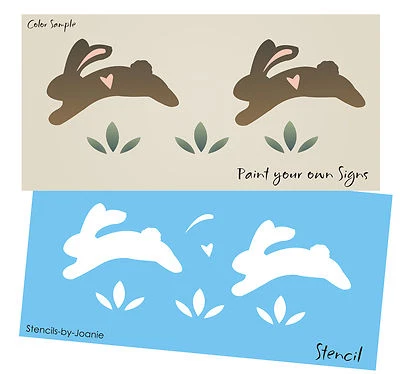 Plantilla de 24" Saltar Conejo Primavera Dormitorio Guardería Bebé Arte de Pared Borde Foto 1 de 4