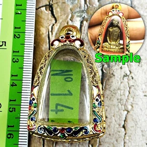 Empty Stencil Metal Frame Case Gold Micron 24k Color Paint 3cm Thai Amulet 16170 - Picture 1 of 6