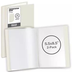 Small Binders with Sleeves - Presentation Books 5.5x8.5 2-Pack Ivory 24-Pocke... - Picture 1 of 9
