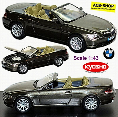 BMW 6er Cabrio 2004-10 E64 Stratusgrau Metallico 1:43 Kyosho Bmw-Werbemodell - Immagine 1 di 4