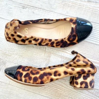 Bombas de pelo Yosi Samra Heidi tacón alto punta pantorrilla | Leopardo/Negro talla 8 Foto 1 de 4