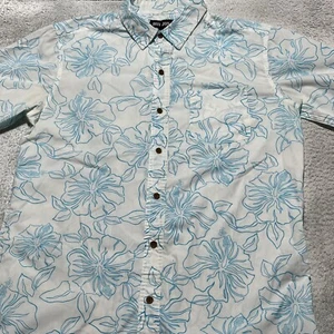 Vintage Ron Jon Surf Shop Hawaiian Shirt Mens Large Blue Button Up Short Sleeve - Picture 1 of 10