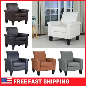 6 Colors Upholstered Single Sofa Armchair PU Leather Accent Chair Lounge Modern - Picture 1 of 67