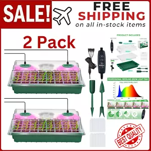 2 PCS Seed Starter Kit with Grow Light, 80 Cells Seed Starter Tray for Indoor - Picture 1 of 24