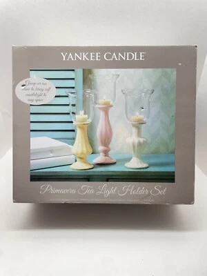 Juego de 3 soportes de luz de té Yankee Candle Primavera Pastel Hurricane CAJA ABIERTA Foto 1 de 4