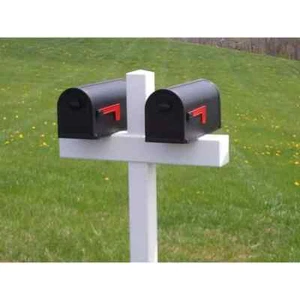 54 in. x 31 in. x 5 in. Vinyl Double Mailbox Post,White - Picture 1 of 6