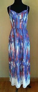 NUEVO SIN ETIQUETAS MAXI VESTIDO MODCLOTH ROJO BLANCO CORREAS AZULES - PINCELADA A CONCLUSIONES XS - Imagen 1 de 5