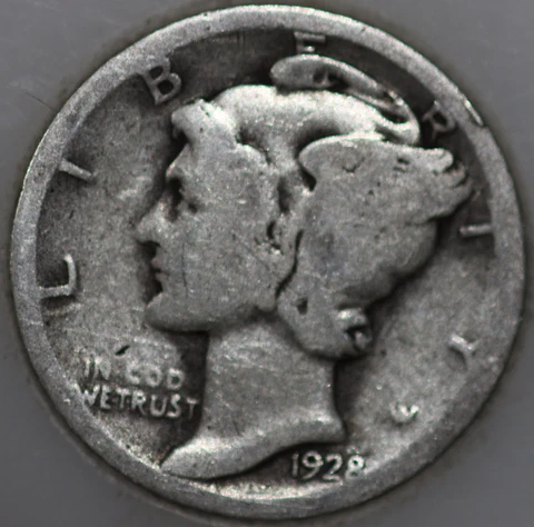 * 1928-P Mercury Dime 90% Silver, Popular Collector Coin As Shown Cover