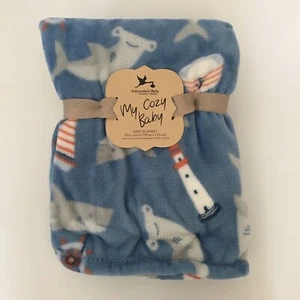 NEW My Cozy Baby Blanket Lightweight Shark Theme | Adirondack Baby - Picture 1 of 3