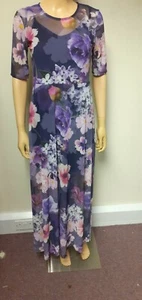 Body Flirt Women's Navy Floral Print Chiffon Maxi Dress Size 6/8-10/12 - Picture 1 of 5