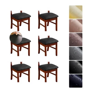 Waterproof PU Leather Seat Covers for Dining Chairs,Chair Seat Covers Set of 6 - Picture 1 of 47