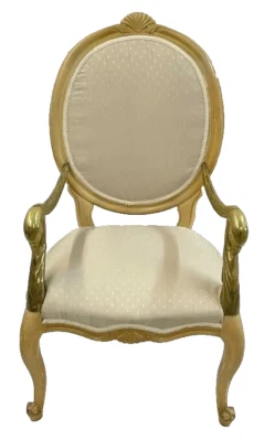 Sillón estilo imperio del siglo XX con brazos de latón dorado chapado en oro cisne Foto 1 de 4
