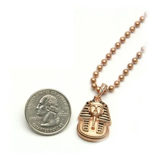 Men's Egyptian Pharaoh Icy Pendant 3 mm 20" Ball Matte Chain Necklace MMP 810 RG - Bild 1 von 3