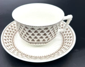 Adams Real English Ironstone Teetasse & Untertasse Set Elfenbein mit braunem Kleeblatt Kleeblatt - Bild 1 von 17