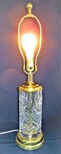 Vintage Crystal Clear Industries Cut Crystal Brass Plated Lamp 26 Inches Tall We - Picture 1 of 10