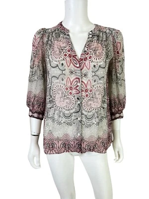 Joie женщин Топ блузка шелк шифоновое пейсли v-образным вырезом чистый красный черный размер XS - Изображение 1 из 4