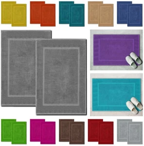 2 X Large Bath Mats Cotton Luxury Rug Non Slip Absorbent Bathroom Toilet Mat Set - Picture 1 of 49