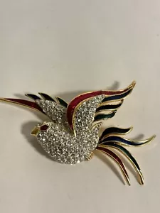 XLarge 4"" PARADIESVÖGEL METZGER seltene Emaille und STEINE BROSCHE Pin Anhänger - Bild 1 von 9