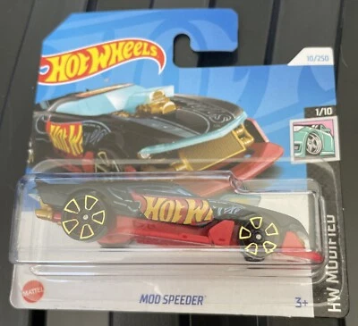 HOT WHEELS 2024 MOD SPEEDER, BLACK, SHORT CARD, 1/10 HW MODIFIED, 10/250 HTB64 - Image 1 of 2