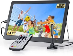 Desobry 14.3" Portable TV with Antenna ATSC Tuner, 1080P, with HDMI, AV Input - Picture 1 of 7