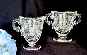 Fostoria HEATHER 3 1/4" MINI Milchkännchen und OFFENE Zuckerdose Vintage - Bild 1 von 1