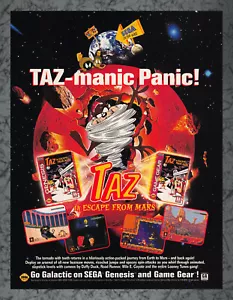 Anuncio impreso Taz in Escape From Mars Sega Genesis vintage arte B 1994 - Imagen 1 de 1