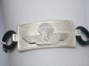 Fallschirmjäger Stoffabzeichen: Armband aus Silber 925 Und Gummi - Patent - Picture 1 of 12