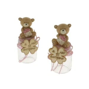 BONBONIERE TAUFE GEBURTSTAG BÄR DOSE KLEEBLATT 2 ASS MÄDCHEN ROSA - Bild 1 von 1