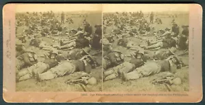 Philippine–American War VOLUNTEERS TROOPS UNDER TROPICAL SUN Stereoview Card - Picture 1 of 3