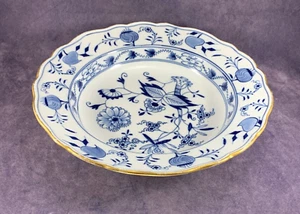 Antique 19th Century Meissen 9⅛" Deep Plate Blue Onion - Gold Rim - Excellent #2 - Picture 1 of 9