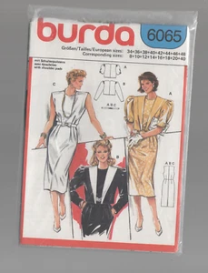 BURDA Muster 6065 Kleid Sakko Anzug Gr. 8 10 12 14 16 18 20 40 ungeschnitten versiegelt - Bild 1 von 3