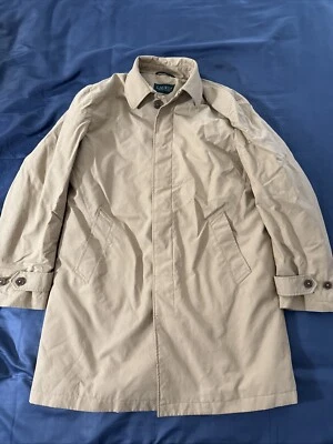 Abrigo Lauren Polo Ralph Lauren Para Hombres 38R Beige Trench Chaqueta de Lluvia - Leer Foto 1 de 4